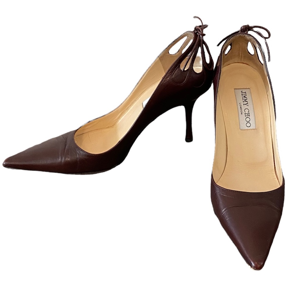 Jimmy Choo Classic Brown Leather Pumps Gem
